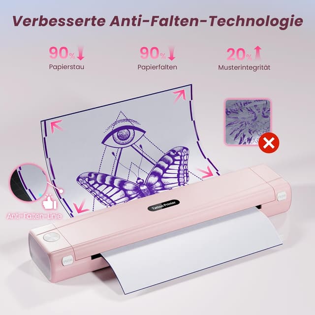 Thumbnail 6 de TATTMUSE Tattoo Drucker Bluetooth A887 – Schablone für Tattoo Transfer, inkl. 10 Papier (rosa)