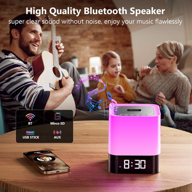 Thumbnail 1 de Bedside Lamp with Alarm Clock Bluetooth Speaker 5‑in‑1