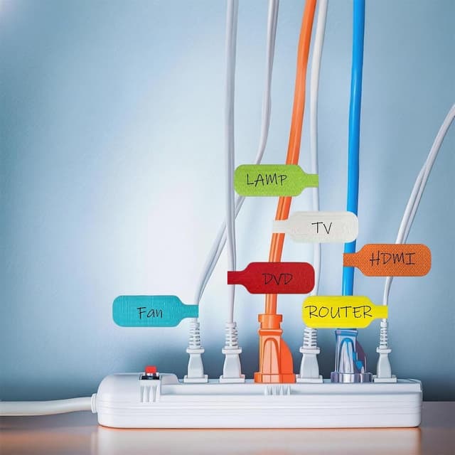 Detalle de Farnirvana set di 56 etichette per cavi multicolori in nylon (riutilizzabili e scrivibili)