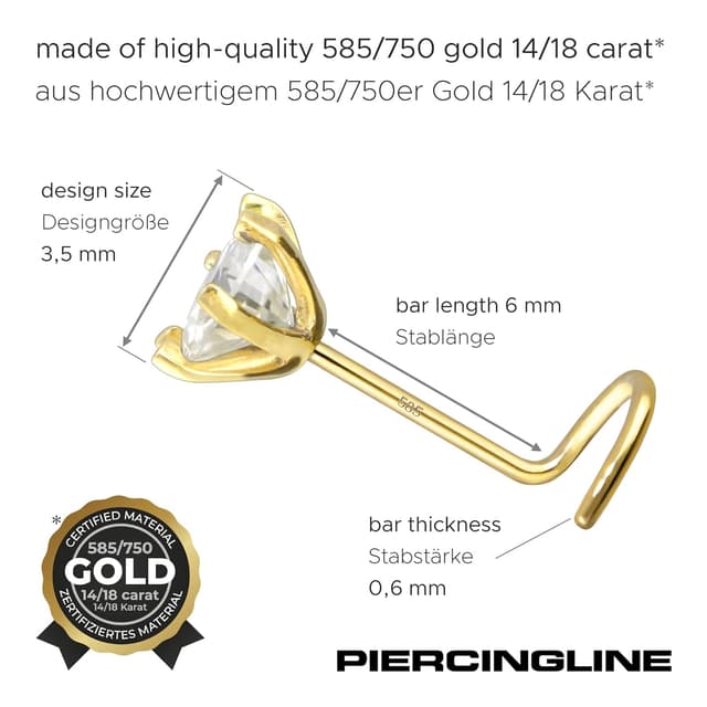 Thumbnail 6 de PIERCINGLINE spirale nasale 14/18k con cristallo