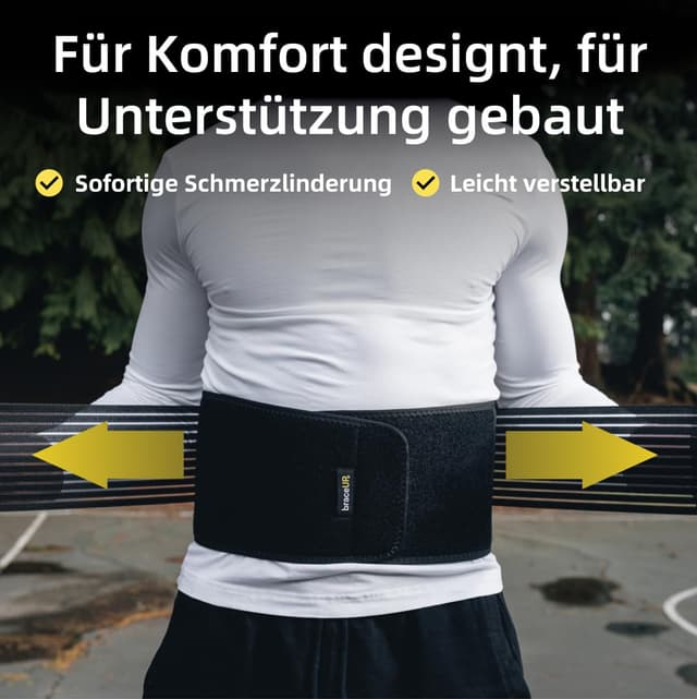 Detalle de BraceUP Rückengurt Rückenstützgürtel mit atmungsaktivem Mesh – Lendenwirbelstütze für Herren & Damen (XXL 110–135 cm)