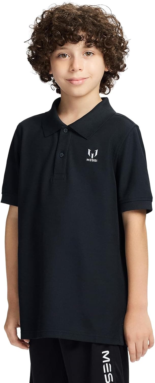 Detalle de Messi Boys' Lifestyle Short Sleeve Polo T-Shirt (Slim-Fit Graphic Tee) — Cotton Blend