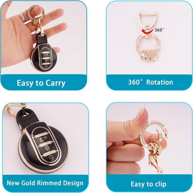 Detalle de Koaudb car key full cover for BMW Mini Cooper & Countryman smart key (soft TPU case with keychain)