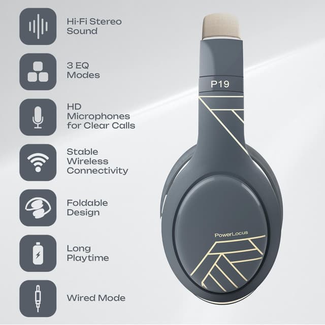 Detalle 2 de PowerLocus Bluetooth Headphones 60Hrs playtime