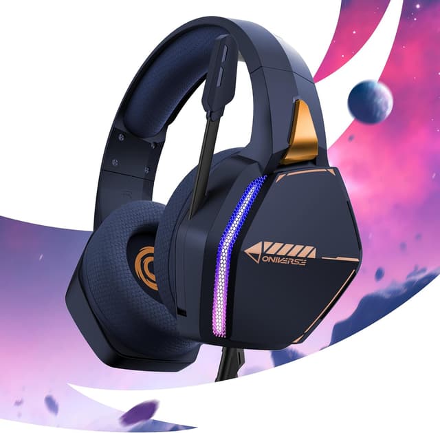 Detalle 2 de Oniverse Gaming-Headset Nebula Abyss Blau für PS5/PS4, Switch 2, Xbox, PC & Mac – kabelgebunden mit 50-mm-Lautsprechern
