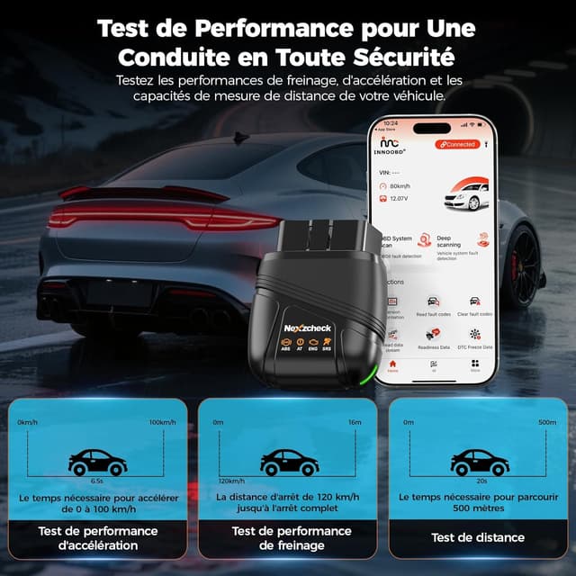 Detalle 2 de Scanner OBD2 Bluetooth en valise diagnostic auto multimarque (moteur, boîte, ABS, airbags) – iOS Android Windows