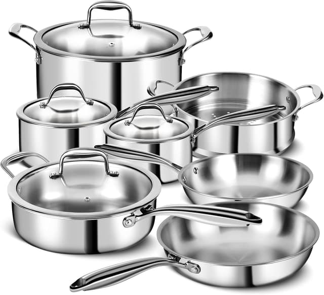 Detalle de 3-Ply Stainless Steel 11-Piece Cookware Set