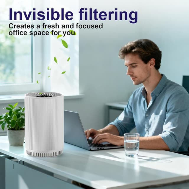 Detalle de AIUZLK KJ80 3-Stage H13 HEPA Air Purifier for Bedroom (22dB Quiet, Night Light, Timing)