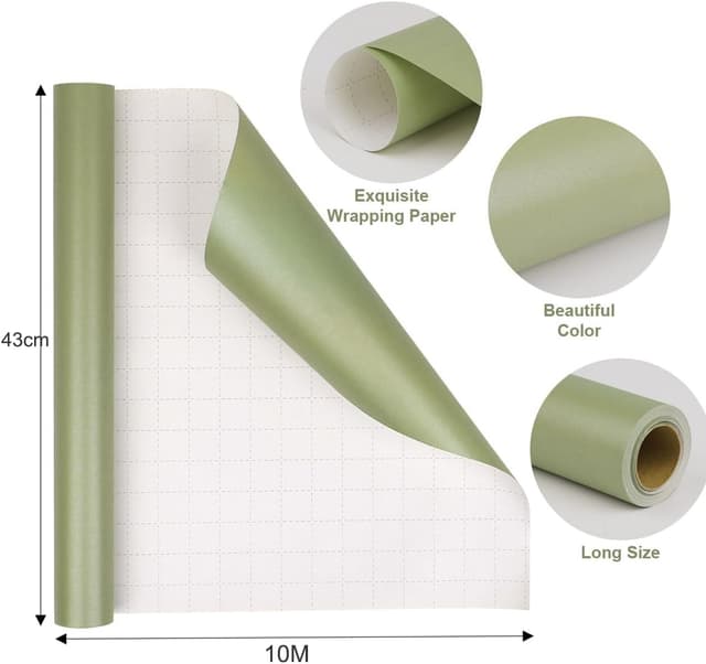Detalle 2 de Green Wrapping Paper Roll 43cm