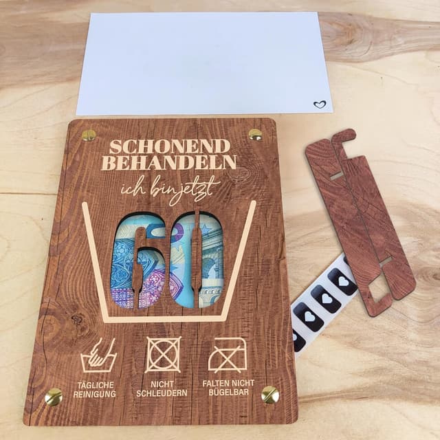 Thumbnail 5 de 60 Geburtstag Geldgeschenk XL Holz 20x15 cm