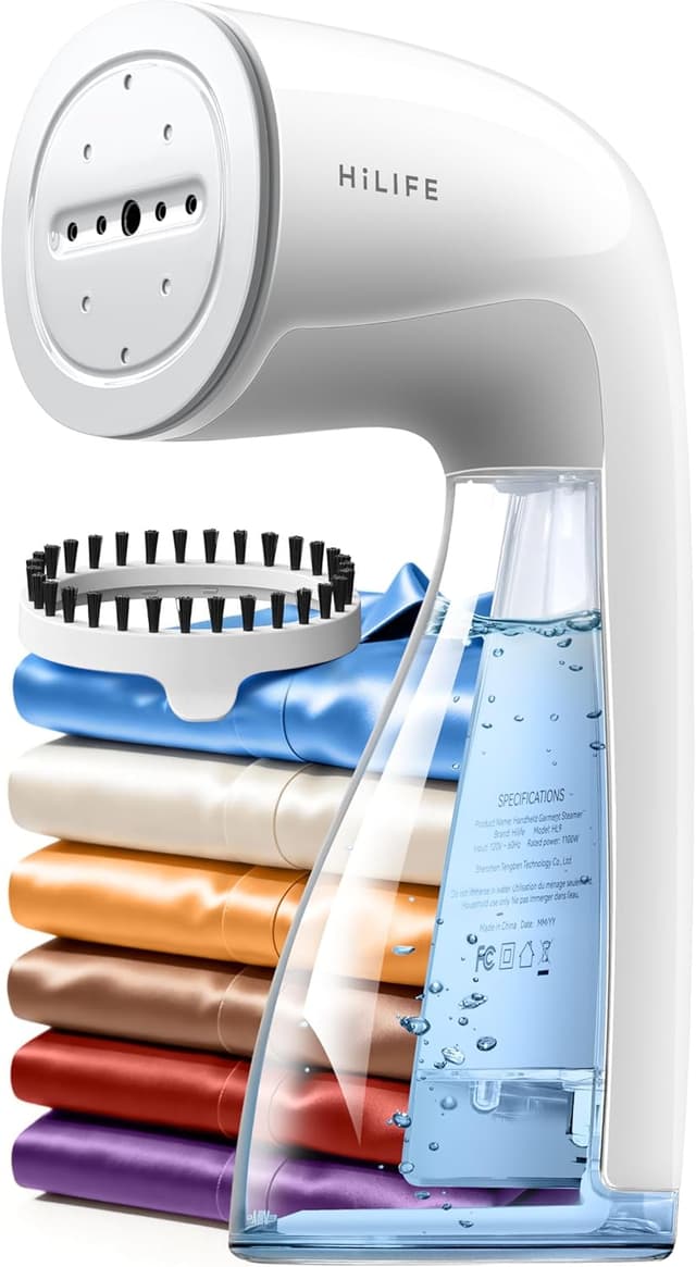 Detalle de HiLIFE Upgraded 1100W Handheld Clothes Steamer (300ml, 120V) — Portable Wrinkle Remover for Travel