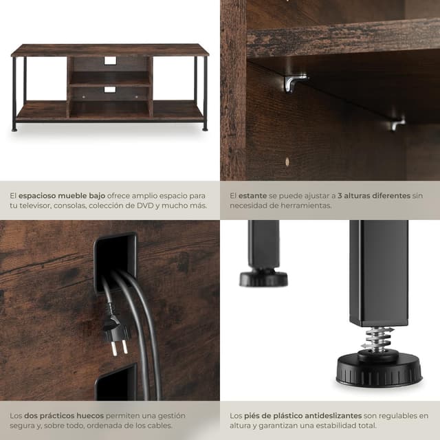 Thumbnail 4 de tectake Mueble TV Salon Industrial 120x40x50