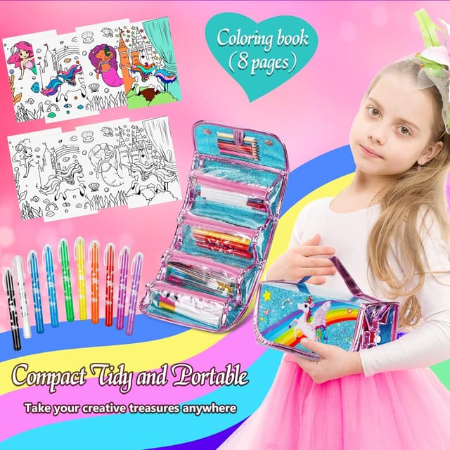 Detalle 2 de Auney Estuche Escolar unicornios 60 piezas