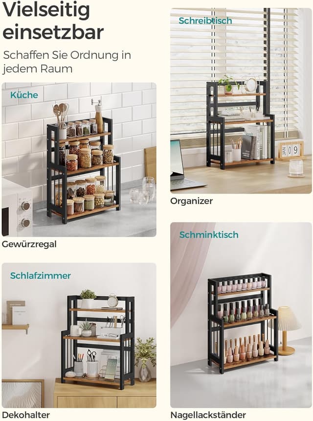 Detalle 2 de SONGMICS Gewürzregal mit 3 Ebenen OFS047B01 – Küchenregal aus Bambus für mehr Ordnung auf der Arbeitsplatte