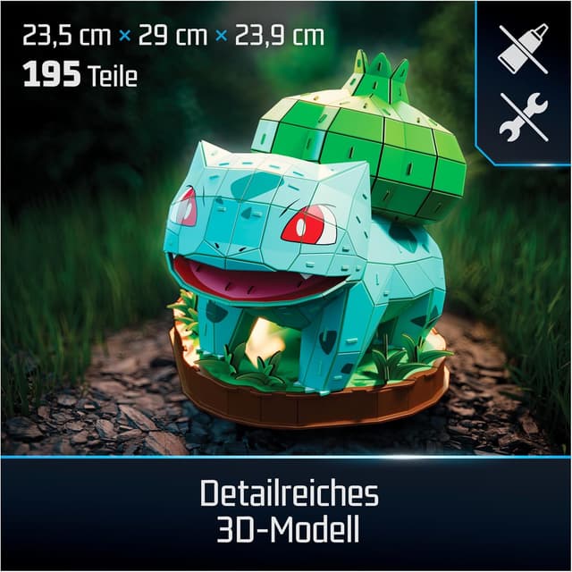 Detalle de 4D Build Bisasam (Bulbasaur) – detailreicher 3D-Modellbausatz aus Karton, 195 Teile ab 12 Jahren