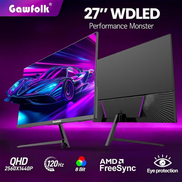 Detalle 2 de Gawfolk 27-inch 2K Gaming Monitor (120Hz, QHD IPS, G-Sync/Adaptive Sync, VESA 75x75)