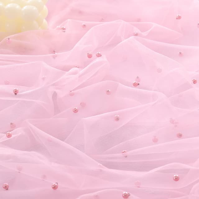 Detalle de Socomi Pearl Tulle Table Runner in Pink Spring/Easter Gauze (10 ft) for Weddings & Parties