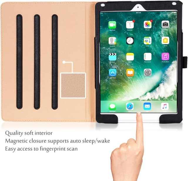 Detalle 2 de ProCase iPad 9.7-inch Leather Folio Case (Black) for iPad 6th/5th Gen, iPad Air 1 & Air 2