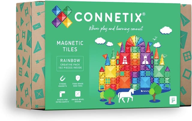 Detalle de CONNETIX Piastrelle Magnetiche Arcobaleno Creative Pack da 102 pezzi