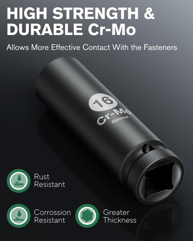 Detalle 1 de Ginour Impact Socket Set 1/2 inch 17pc