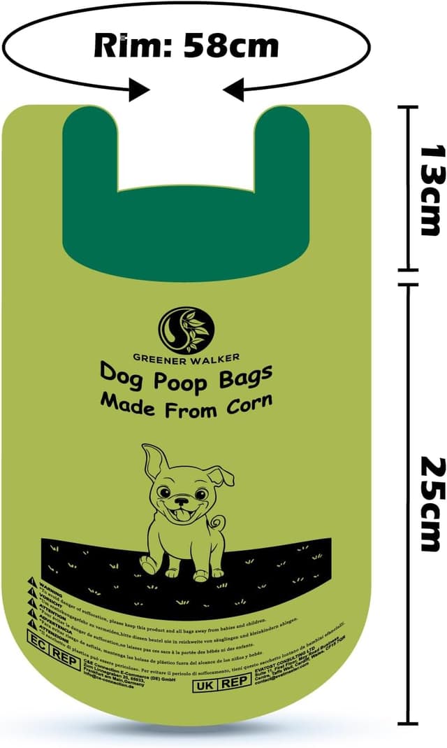 Detalle de Greener Walker tie-handle dog poo bags (300 count) – leak-proof, thick and biodegradable