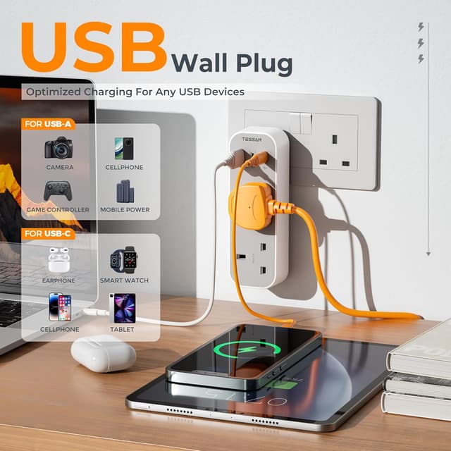 Detalle de TESSAN USB C charger adapter 3250W