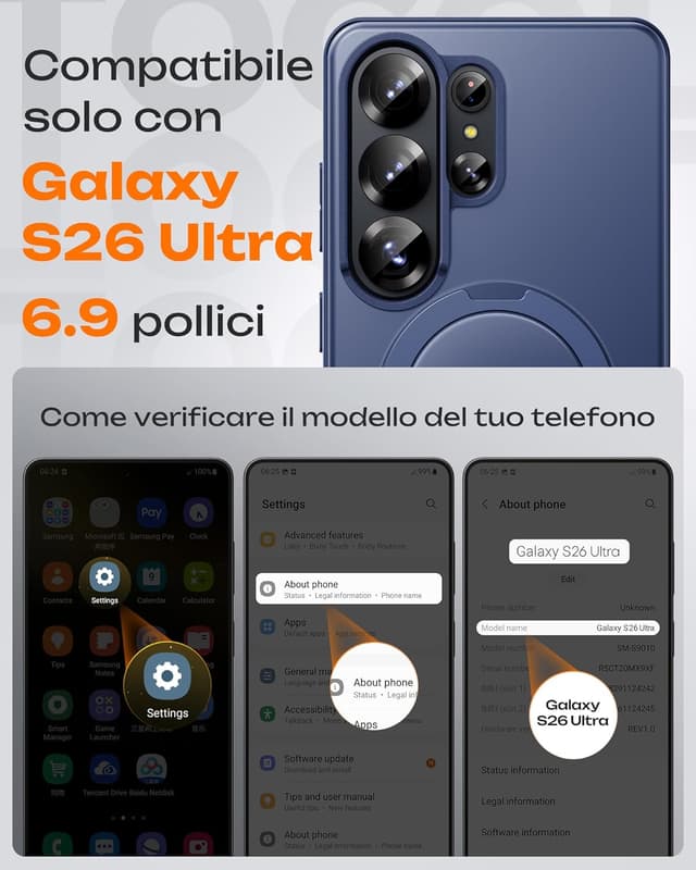 Detalle de TOCOL Galaxy S26 Ultra cover con MagSafe