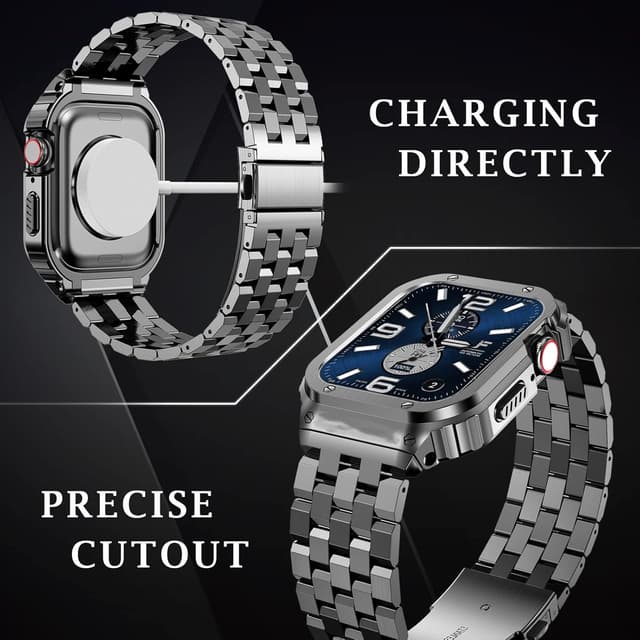 Detalle de SUPLINK Stainless Steel Case with Strap for Apple Watch (316L metal bumper strap)