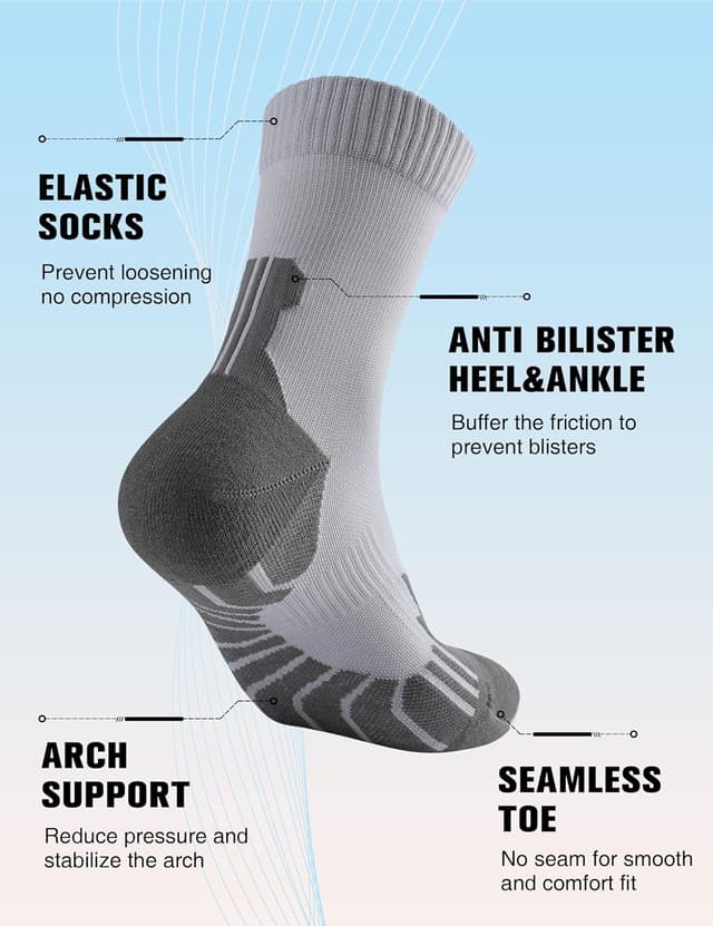 Detalle de Compression Crew Running Socks with Cushion & Arch Support (3 Pairs) — Nylon/Polyester/Spandex Athletic Socks