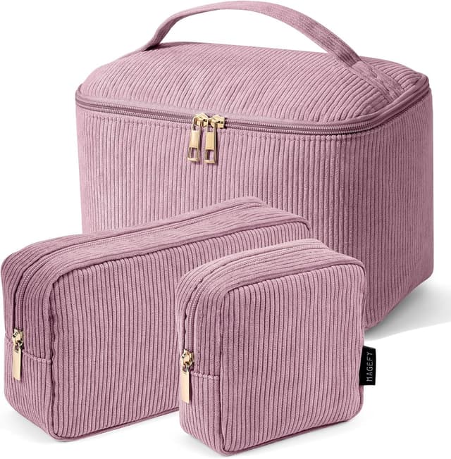 Detalle de MAGEFY corduroy small makeup bag with compartments – mini pouch for travel and handbags