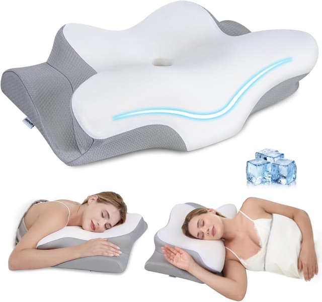 Detalle de PAYHUIN Cervical Neck Pillow (Memory Foam) with 2 Heights for Neck & Shoulder Relief