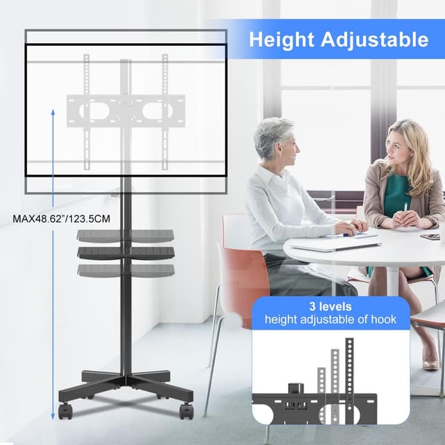 Detalle de Suptek Supporto per TV con ruote fino a 60 pollici e VESA 400x400, altezza regolabile