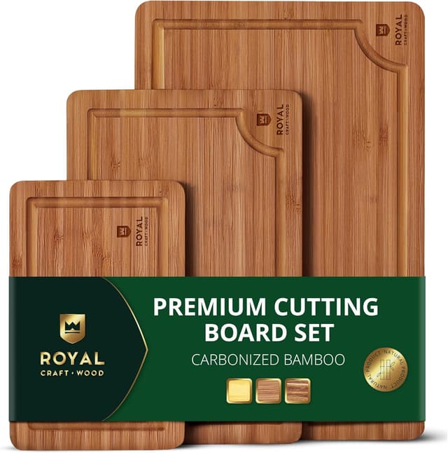 Detalle de ROYAL CRAFT WOOD 3-Piece Bamboo Cutting Board Set ๐ฝ