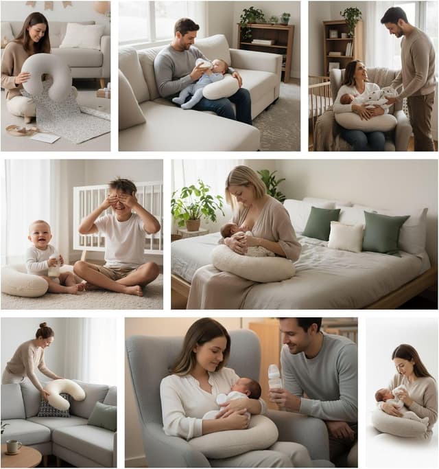 Detalle de Coussin d’allaitement Totsy Baby 130 cm (forme lune) – soutien grossesse et confort d’alimentation