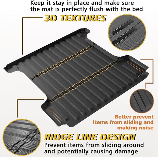 Detalle de TripleAliners Truck Mat for 2009-2026 Ram 1500 & 2019-2024 Ram 1500 Classic (5.7FT) – Heavy-Duty TPE Bed Liner