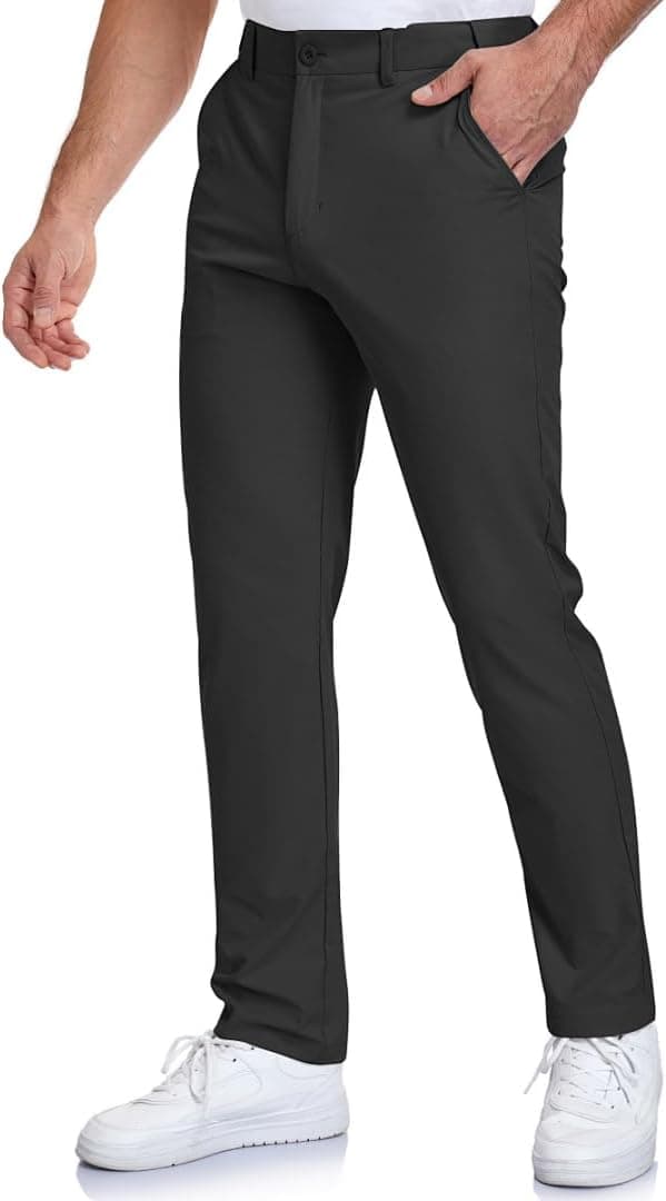 Detalle de SPOSULEI Men’s Golf Pants with Elastic Waist, Quick-Dry Water-Resistant Fabric & 4 Pockets
