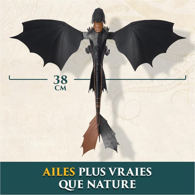 Detalle de Figurine articulée interactive Krokmou « Plasma Blast » DreamWorks Dragons (38 cm) – cadeau enfant dès 4 ans