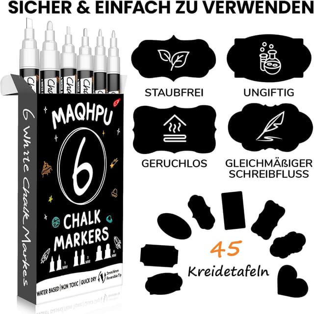 Thumbnail 2 de Maqhpu Weiß Kreidestifte Set 6 Stück, 1mm–6mm