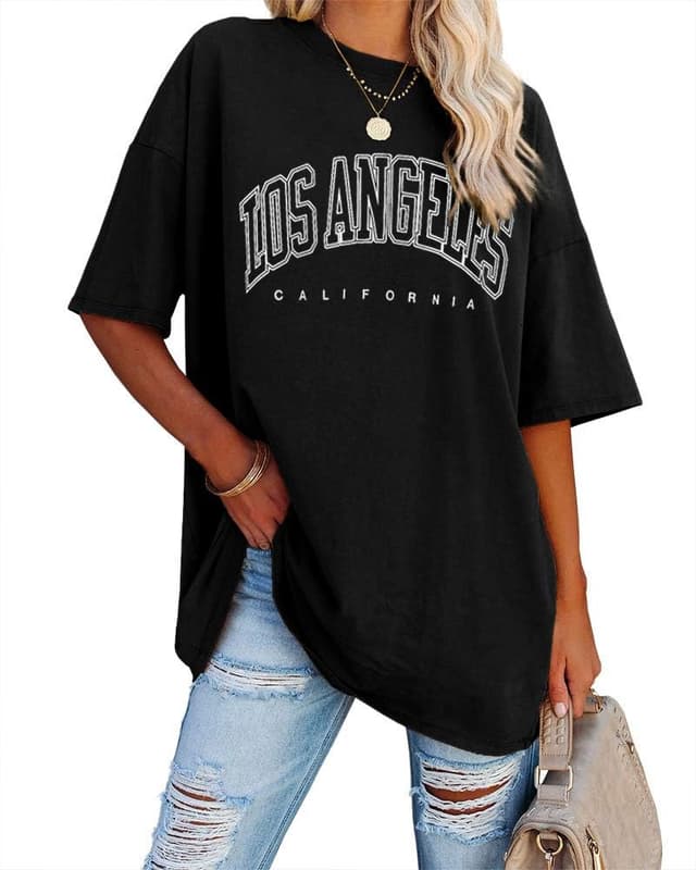 Thumbnail 6 de Ebifin Women’s Oversize Vintage Los Angeles Crew Neck T-Shirt (Los Angeles print)