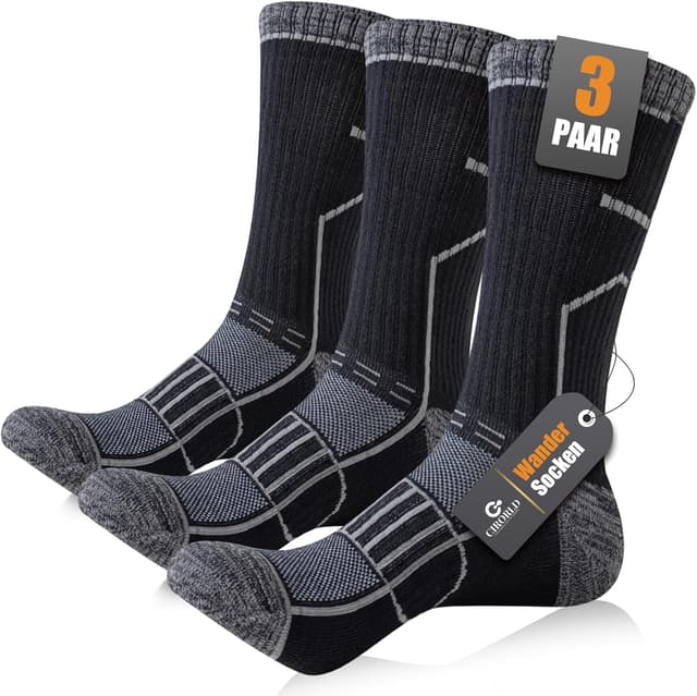 Detalle de Cirorld Wandersocken für Herren & Damen – atmungsaktive Outdoor-Sportsocken (3 Paar) gegen Blasen