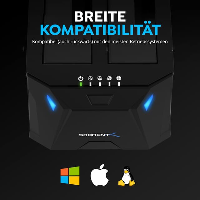 Thumbnail 6 de SABRENT 2-Bay USB-A Dockingstation EC-HD2B für 2,5/3,5" SATA SSD/HDD (5 Gbps) inkl. Offline-Klonen