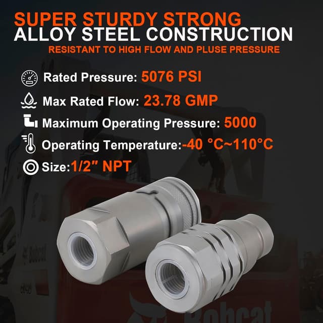 Thumbnail 2 de Elifecenter 1/2" NPT hydraulic coupler for skid steer 🛠