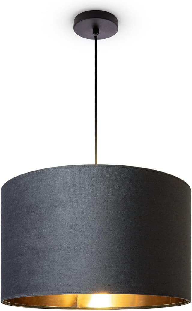 Detalle de Paco Home lampadaire de salon réglable (121,5 à 176,5 cm) avec abat-jour en velours et câble textile 2,5 m, E27