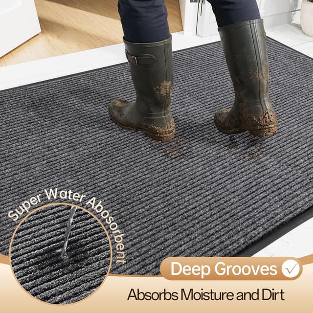 Detalle de Amyracel All-Season Front Door Mat (36" x 48") — Waterproof, Heavy-Duty Entrance Doormat