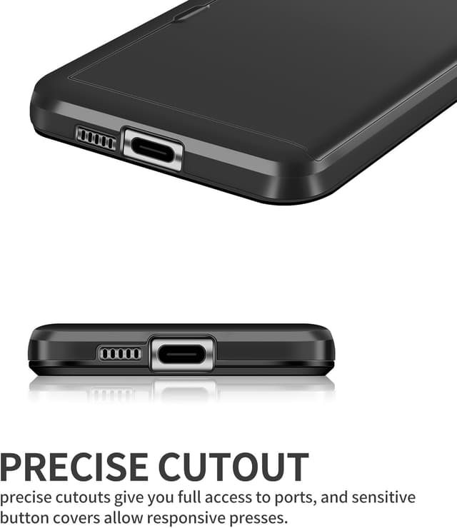 Detalle de Coolden Galaxy S24 Plus Wallet Case (Black) with Card Holder, Shockproof Hybrid PC + TPU Protection