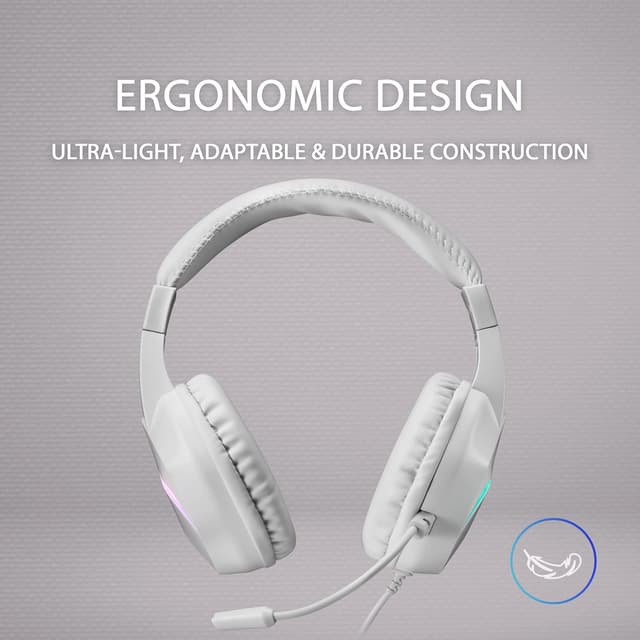 Detalle de Mars Gaming MH122W – Over-Ear Gaming-Kopfhörer mit Mikrofon, FRGB und passiver Geräuschunterdrückung (weiß, Large)