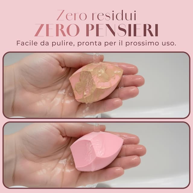 Detalle de Spugnette Trucco Make Up Professionali beauty blender senza lattice per fondotinta liquido, crema e polvere