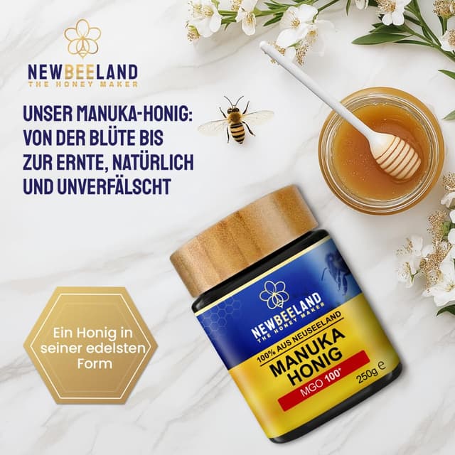 Thumbnail 5 de NEWBEELAND Manuka Honig MGO 100+ 250 g Glas 🍯