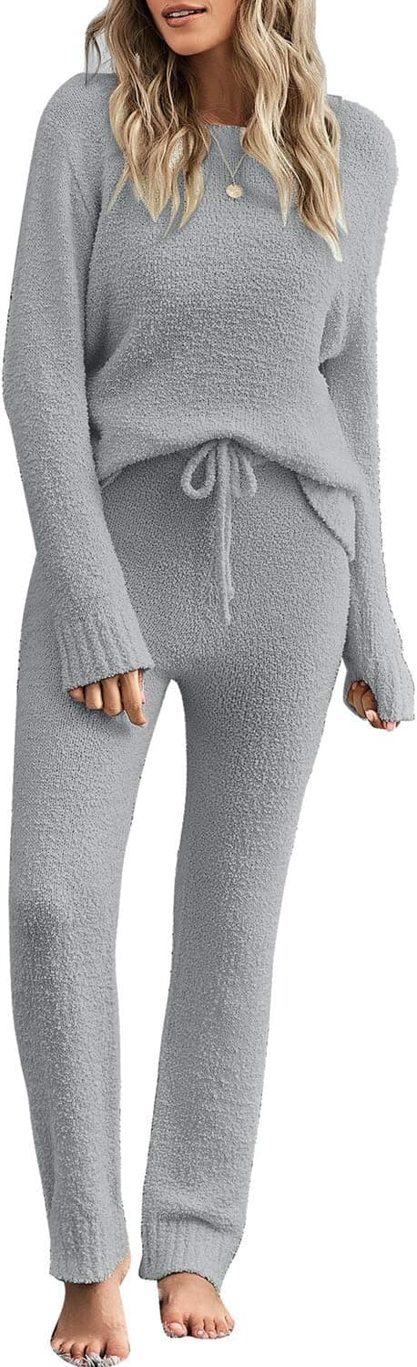 Detalle de luvamia Women's Casual Pajama Set fuzzy fleece loungewear
