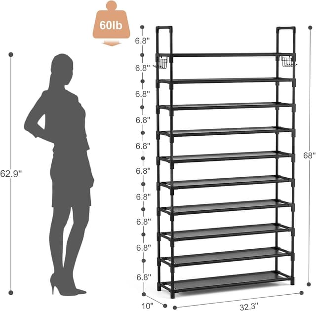 Detalle de VTRIN 10-Tier Shoe Rack 68" Tall